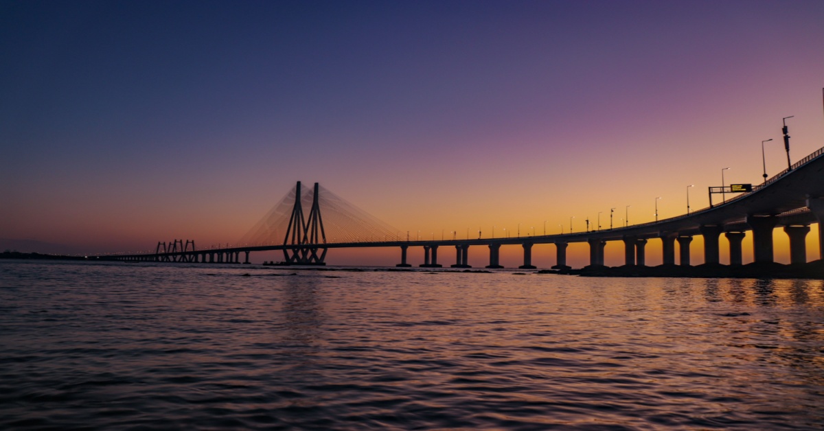 Drone view of Mahim Bay and the cityscape near it